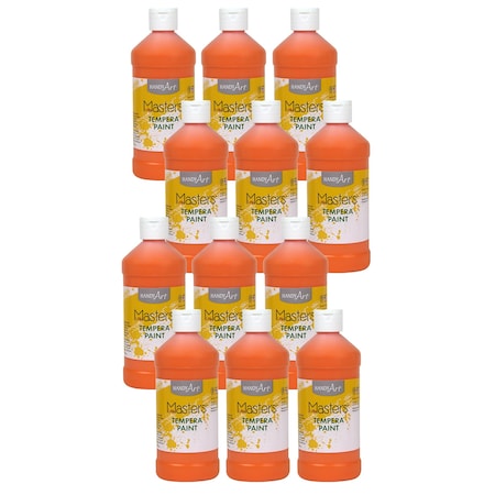 HANDY ART Little Masters Tempera Paint, Orange, 16 oz., 12PK 201715